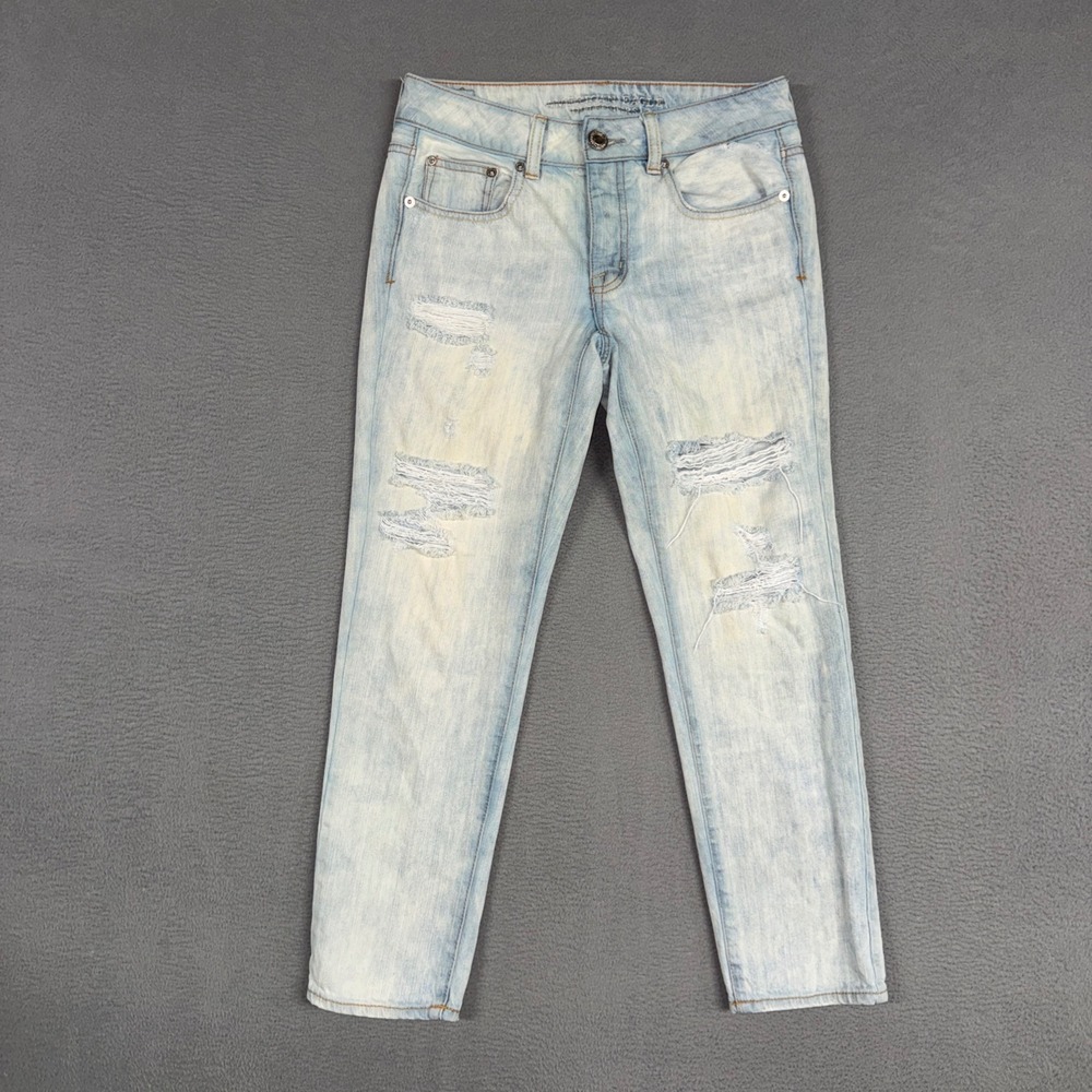 American Eagle Jeans Womens 0 Blue Boy Crop Stretch Distressed Relaxed Denim